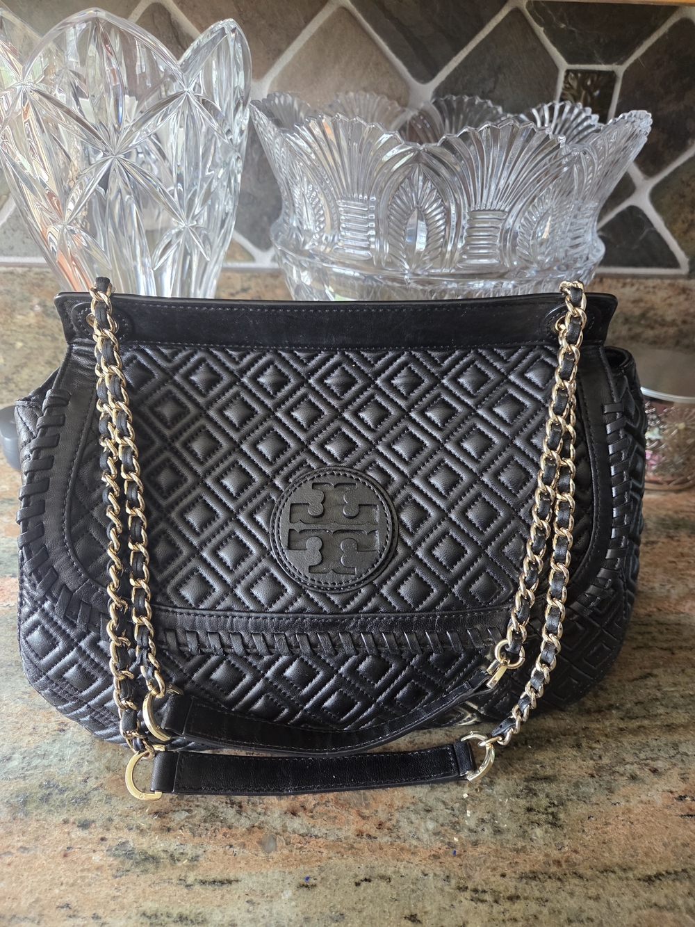 Tory Burch Black Quilted Leather Chain-Handle Shoulder Bag